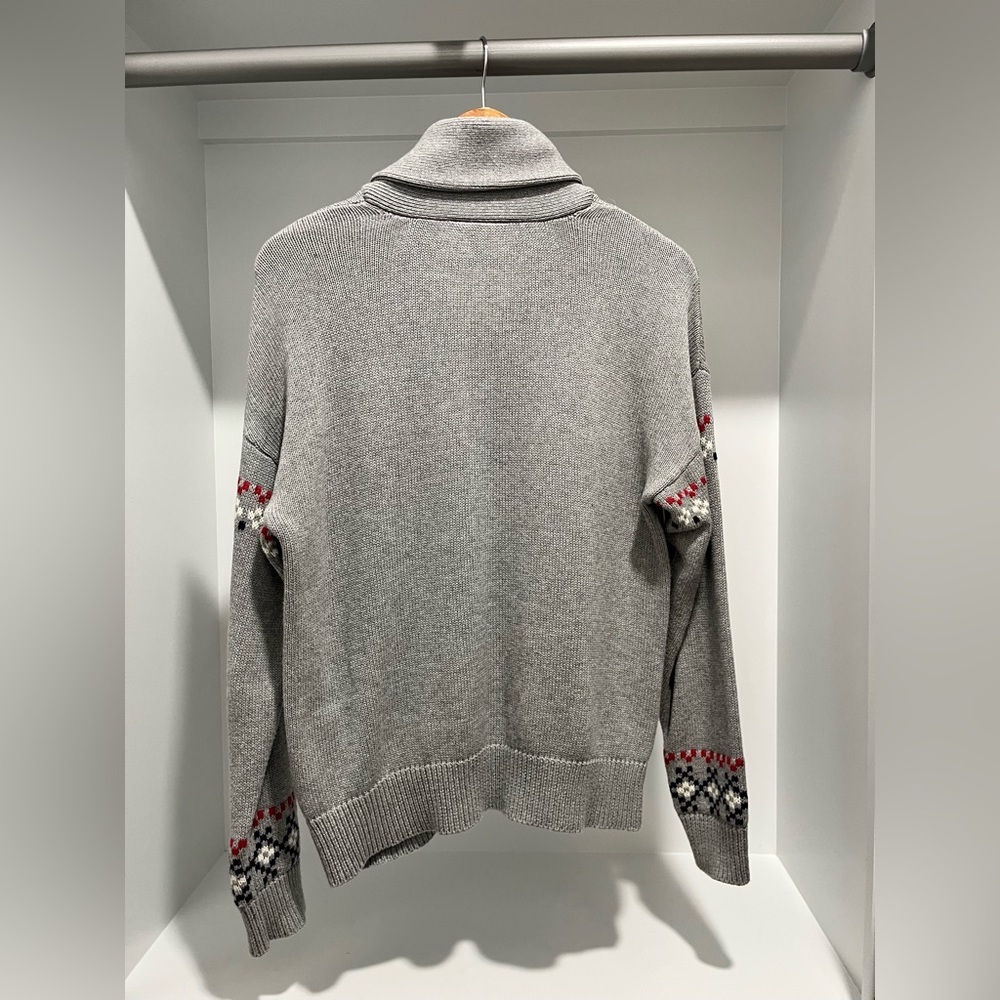 ModCloth Gray No Fox Given Fair Isle Zip-up Sweater - XS oversized cabincore - Picture 4 of 9